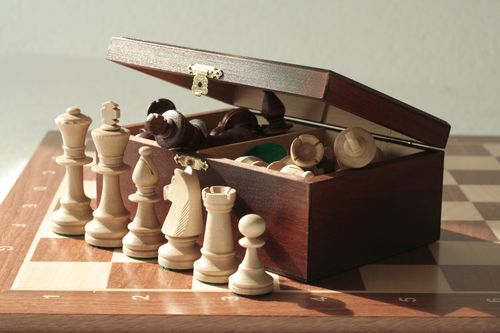 Wooden Chess Set No: 5,  KH 91 mm, donker bord
