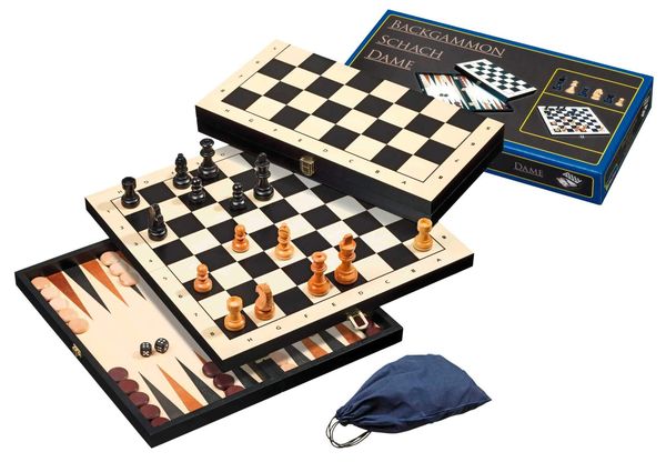 Chess Backgammon Checkers Set,