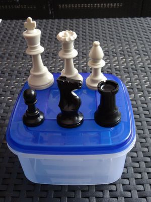 Plastic Chess Pieces No: 6, KH 97 mm, Weighted, Felted